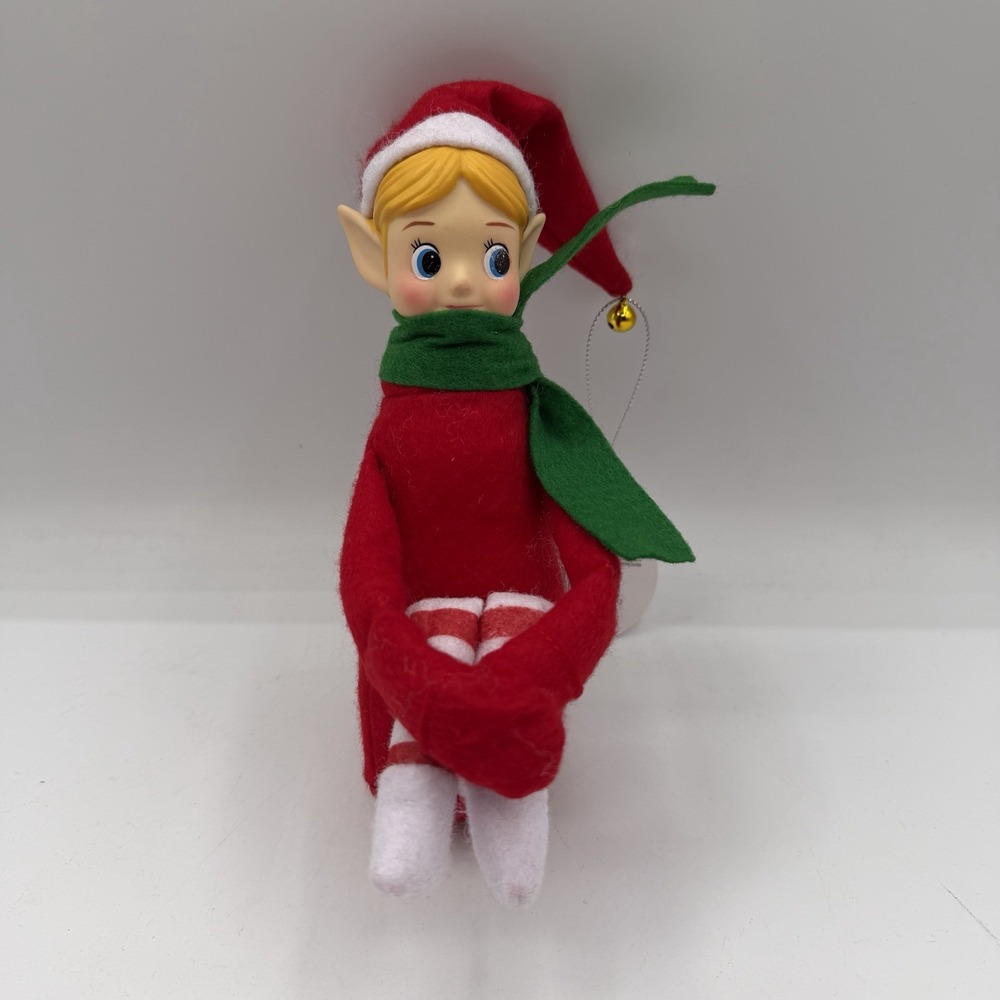 Mr Christmas Elf Knee Hugger Retro Vintage Style Red Stripe Blonde Hair 2025